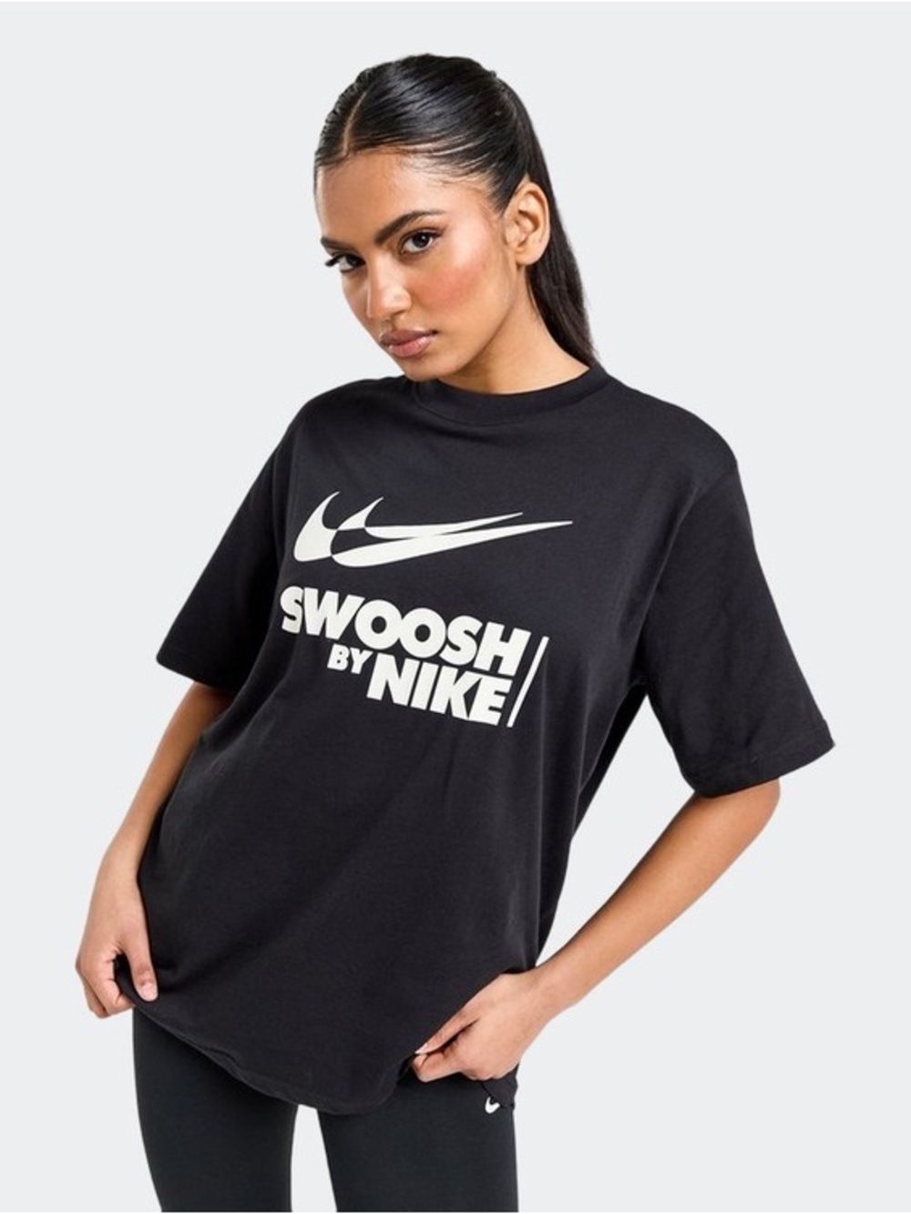 NIKE SWOOSH T-SHIRT Black 'Swoosh by Nike' Short Sleeve Tee Size XL